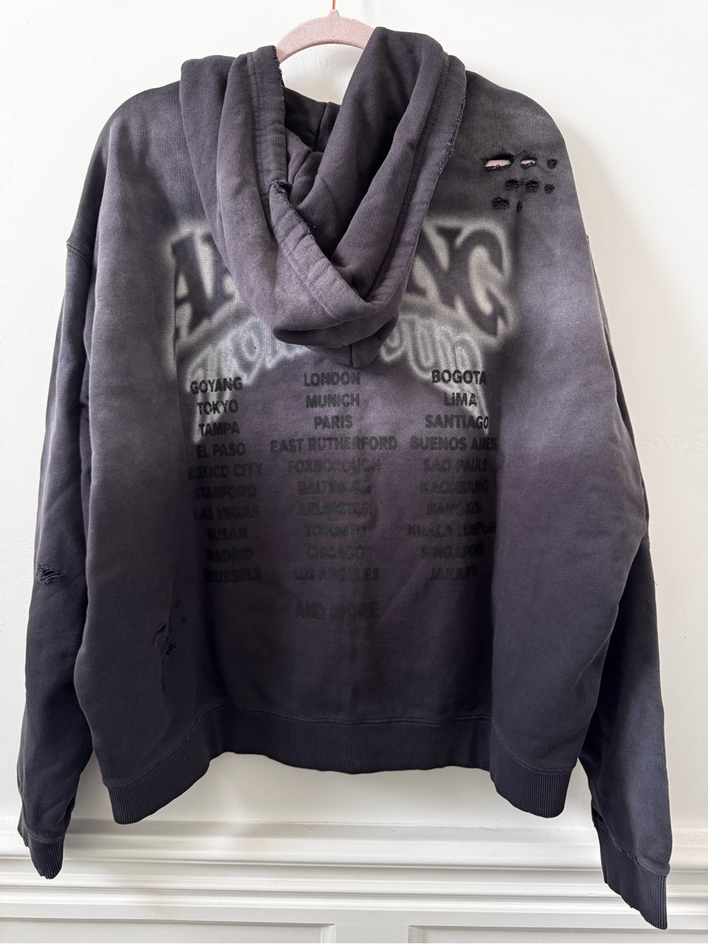 BTS Arirang tour merch. Intentionally Distressed Zip-Up Hoodie - Charcoal Gray - Picture 9 of 13